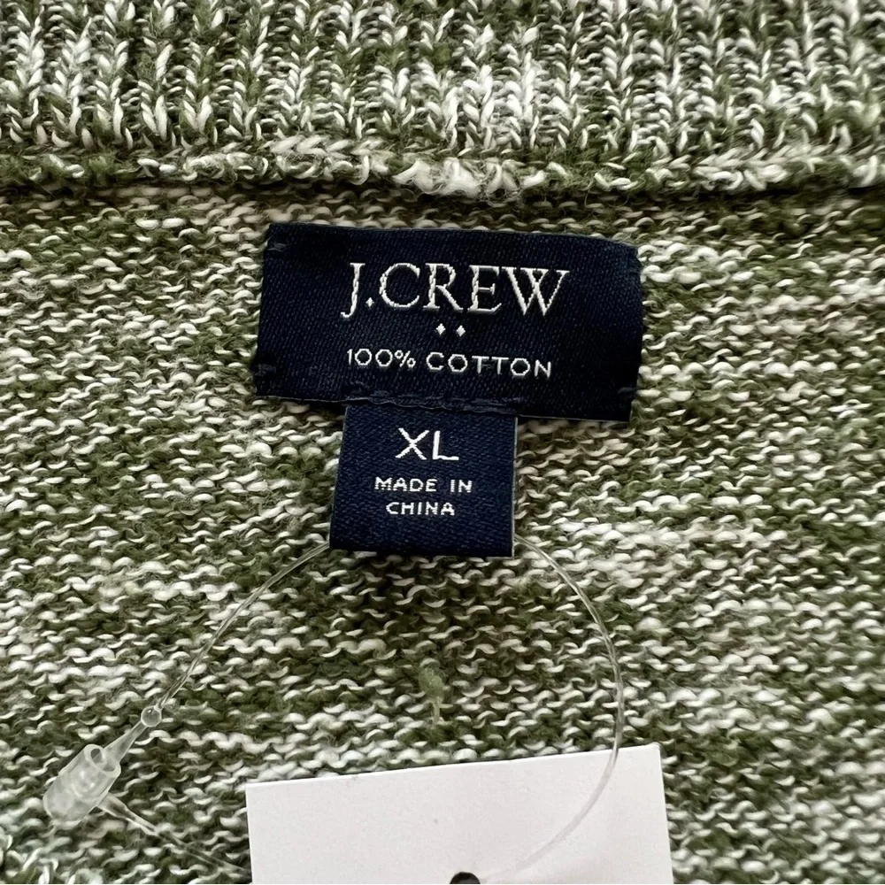 NWT J.Crew 100% Cotton Marled Slub Crewneck Sweater Heather Green XL